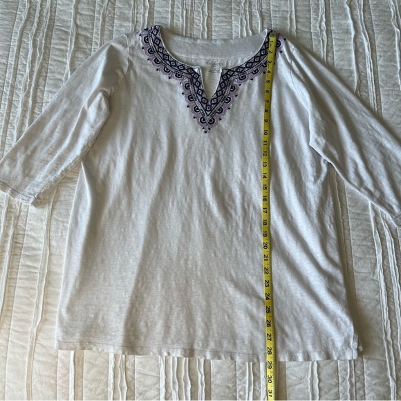 2/$30 Talbots Cotton Embroidered Longline Tunic 3/4 Sleeve SZ 1X Plus - Picture 11 of 11